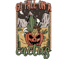 Go Fall on a Cactus T-Shirt, Pumpkin Halloween Desert Design, Vintage Aesthetic Graphic Tee, Unisex Adults Casual Wear
