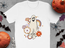 Cute Ghost Halloween T-Shirt Floral Design Spooky Fun Autumn Tee Kids Adults Holiday Wear