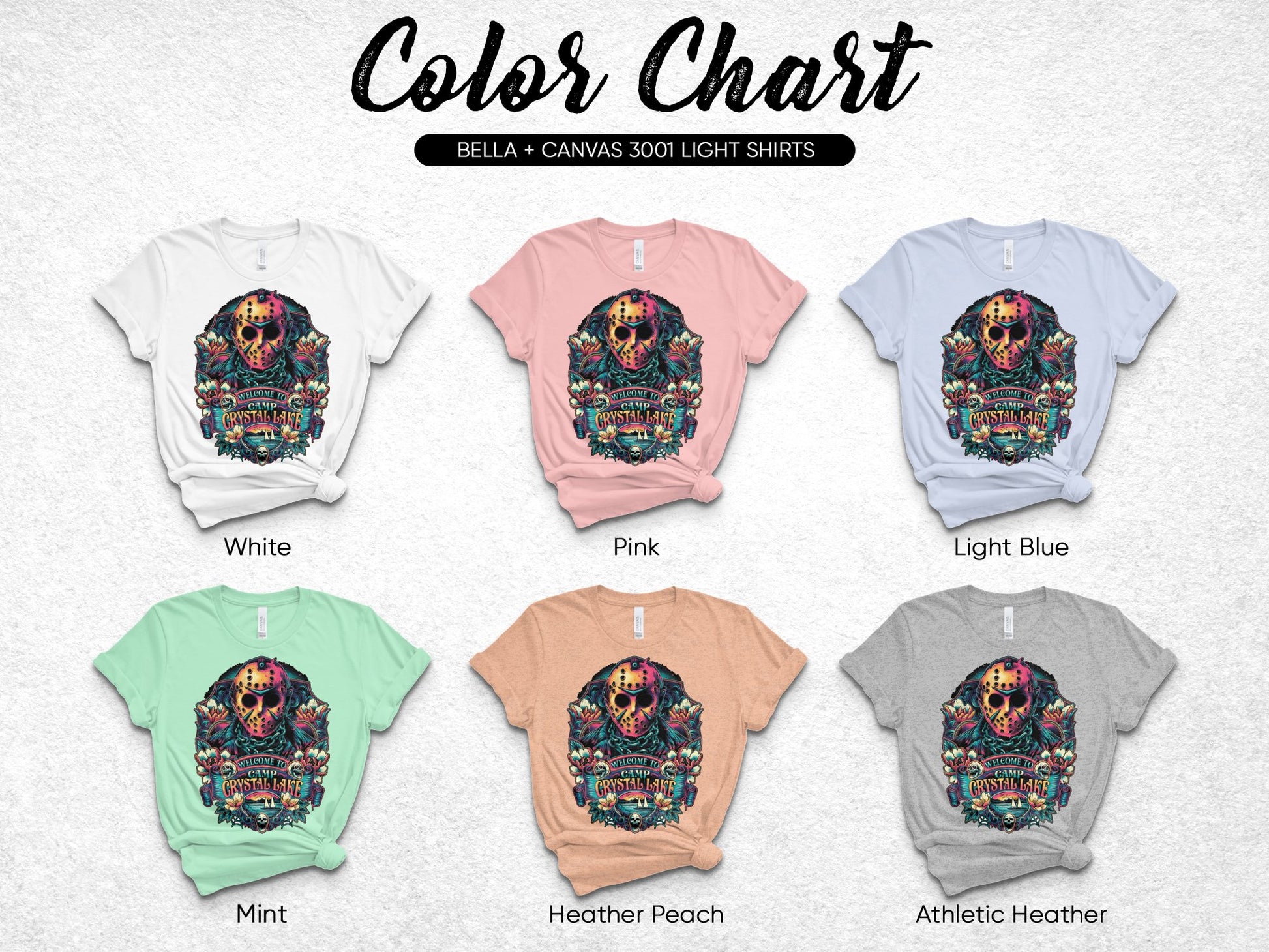 Colorful Skull Print T-Shirts, Bella Canvas 3001 Light Shirts in Multiple Colors, Graphic Tee