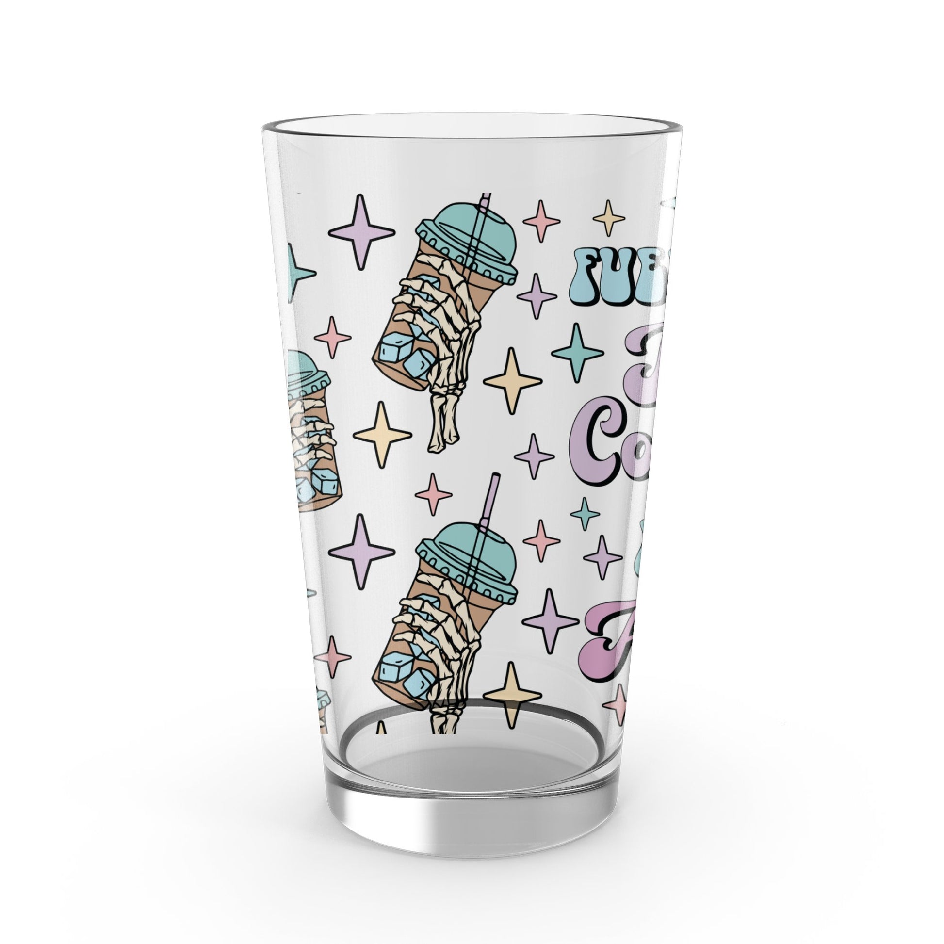 Fun Coffee Tumbler Glass, Colorful Drinkware, Iced Coffee Cup, Unique Beverage Holder, Trendy Glassware Gift