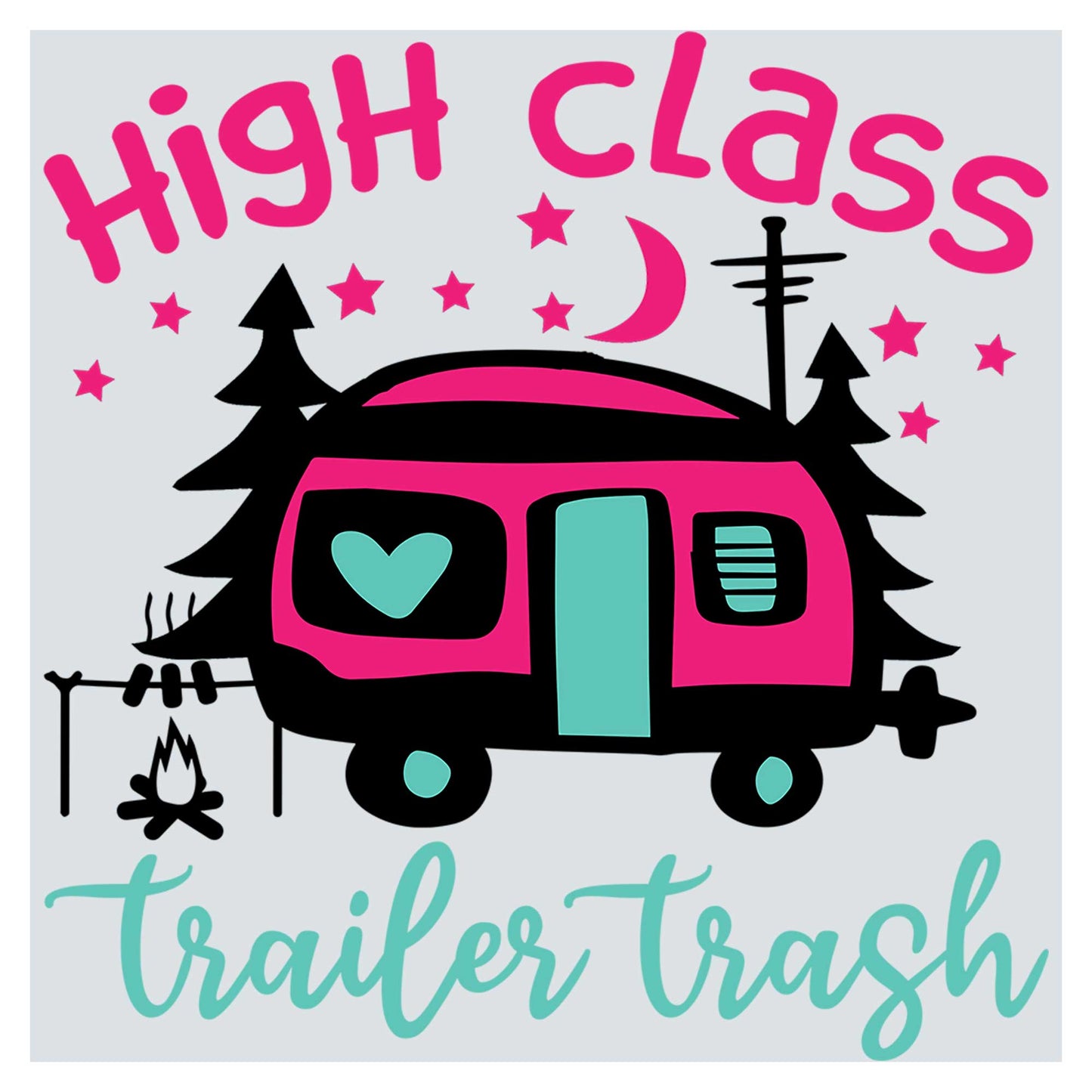 a pink trailer with a heart on the front of it