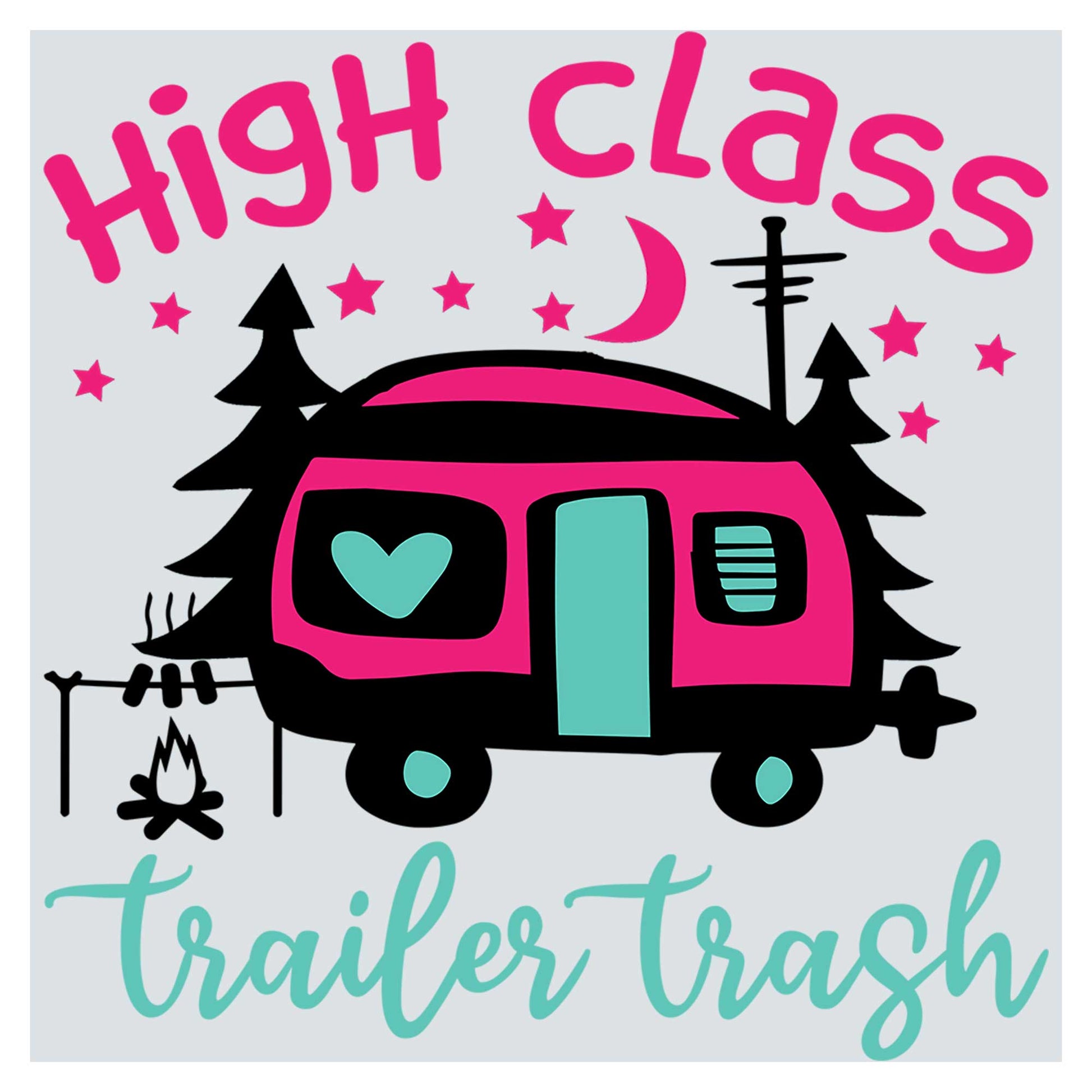 a pink trailer with a heart on the front of it