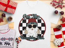 Christmas T-Shirt, Santa On The Naughty List, Funny Holiday Tee, Festive Red and White Apparel, Unisex Gift Idea