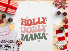 Holly Jolly Mama Christmas T-Shirt, Festive Holiday Graphic Tee, Women's Winter Fashion, Casual Xmas Apparel