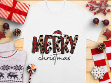 Merry Christmas Plaid Shirt, Unisex Holiday Tee, Festive Graphic T-Shirt, Casual Winter Apparel, Gift Idea