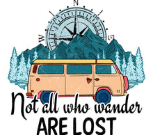 Vintage Camper Van Print, Mountain Landscape Art, Compass Forest Illustration, Wanderlust Travel Poster