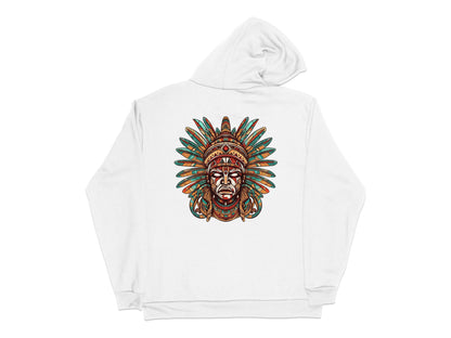 Native American Chief Print Hoodie, Vibrant Tribal Graphic Unisex Sweatshirt, Colorful Boho Style Apparel