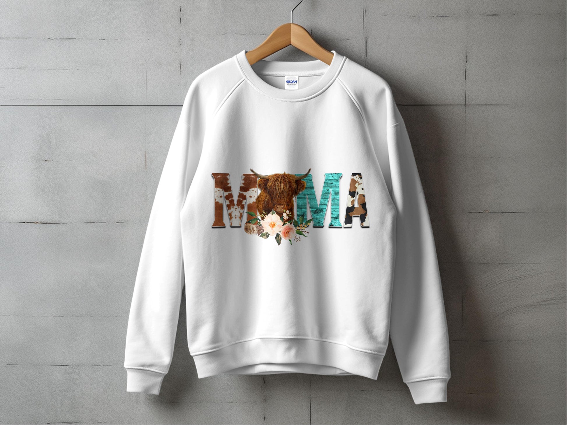 Mama Cow Print Sweatshirt, Floral Graphic Pullover, Cute Farm Animal Mom Gift, Cozy Women's Casual Top
