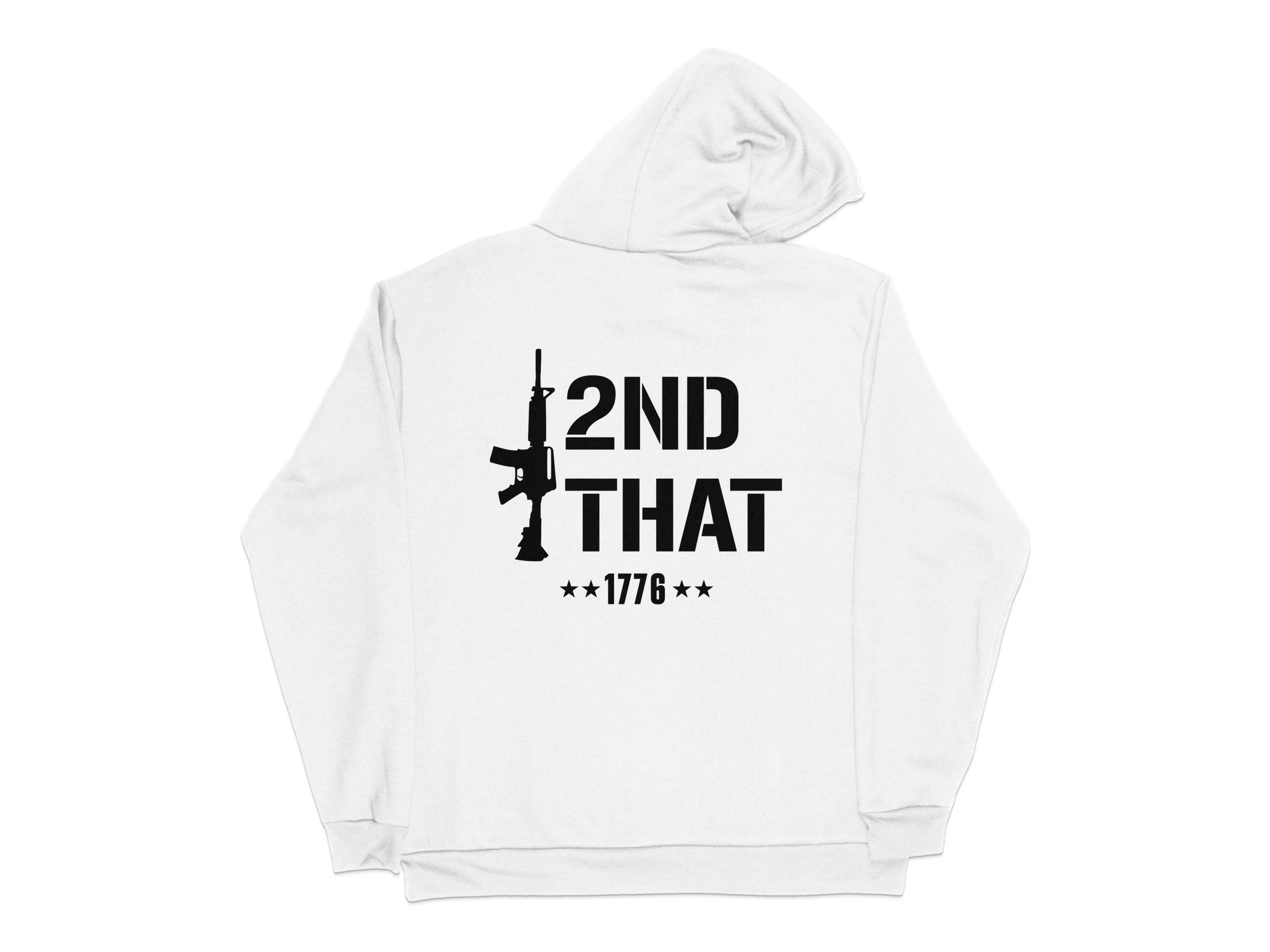 White Hoodie with '2nd That' Graphic, Patriotic AR-15, Second Amendment, Casual Streetwear Pullover, Unisex Sweatshirt