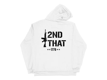 White Hoodie with '2nd That' Graphic, Patriotic AR-15, Second Amendment, Casual Streetwear Pullover, Unisex Sweatshirt