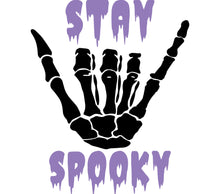 Stay Spooky Skeleton Hand Graphic Print, Halloween Wall Art Decor, Gothic Black and Purple Poster