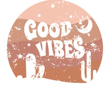 Good Vibes Desert Sunset Cactus Retro Vintage Sticker, Boho Laptop Decal, Aesthetic Waterproof Sticker