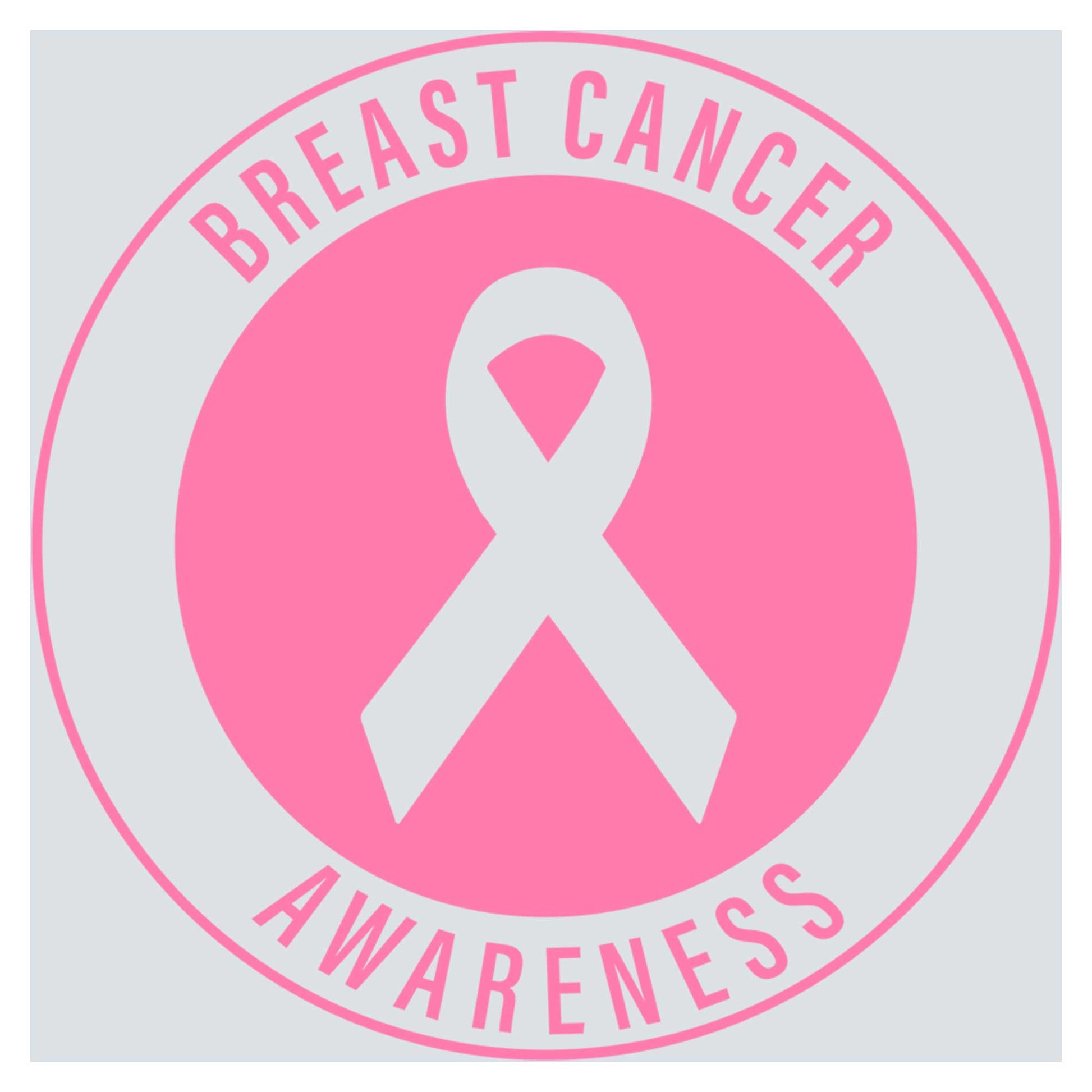 a breast cancer awareness sticker with a pink ribbon