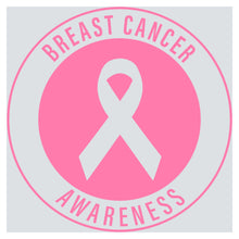 a breast cancer awareness sticker with a pink ribbon
