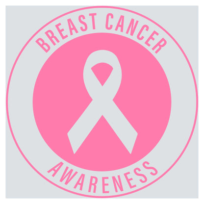 a breast cancer awareness sticker with a pink ribbon
