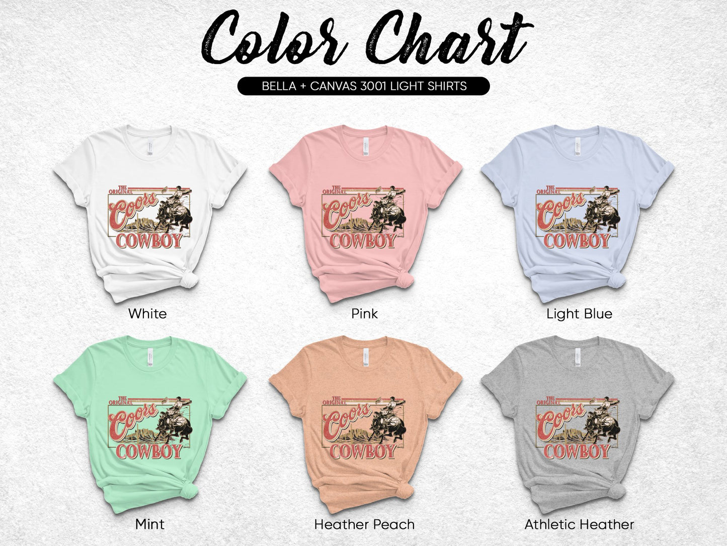 Vintage Cowboy Print T-Shirt, Bella Canvas 3001, Retro Western Graphic Tee, Multiple Colors Available