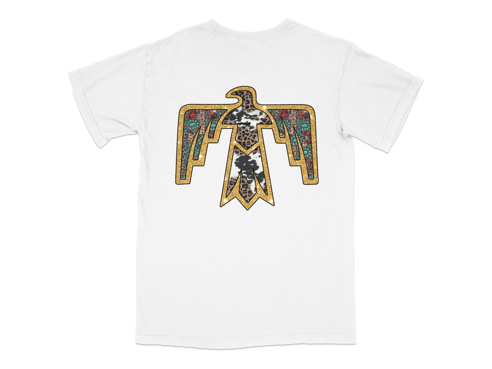 Vintage Inspired Graphic Tee, Aged Gold Eagle Print, Men's Fashion T-Shirt, Unique Streetwear Style, Casual White Top
