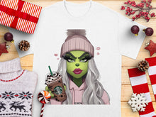 Fashionable Drag Queen Art T-Shirt, Green Faced Diva with Hat, Stylish Winter Apparel, Unique Graphic Tee