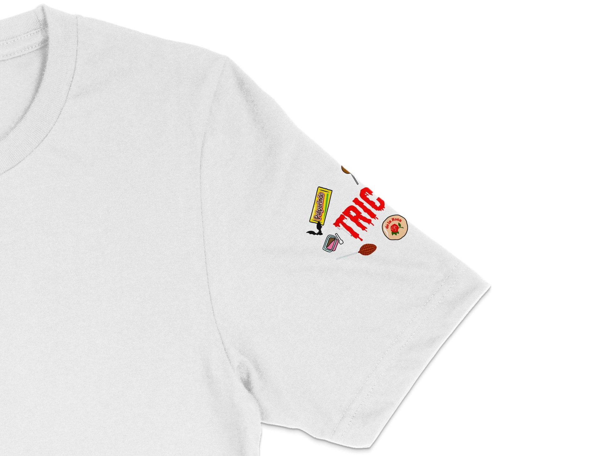 White T-Shirt with Colorful Patch Embroidery, Unisex Casual Tee, Trendy Graphic Tee, Summer Fashion Top