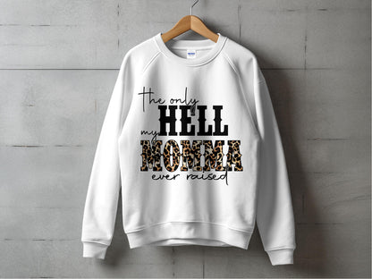 Women's White Sweatshirt with Leopard Print Letters, Casual Pullover, Graphic Crewneck Top