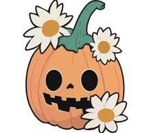 Cute Pumpkin Sticker with Daisies, Halloween Jack-O-Lantern Decal, Autumn Decor, Waterproof Vinyl Sticker for Laptops and Notebooks