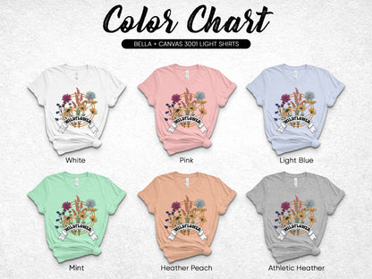Bella Canvas 3001 Light T-Shirts, Colorful Graphic Tees, Floral Print, Multiple Colors Available