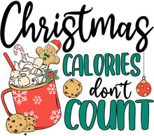 Christmas Calories Don't Count Mug Design, Holiday Cookies and Hot Cocoa Graphic, Festive Red Cup Illustration, Digital Download