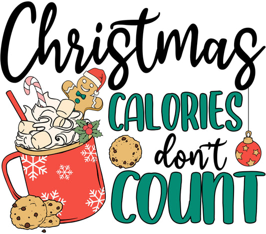 Christmas Calories Don't Count Mug Design, Holiday Cookies and Hot Cocoa Graphic, Festive Red Cup Illustration, Digital Download