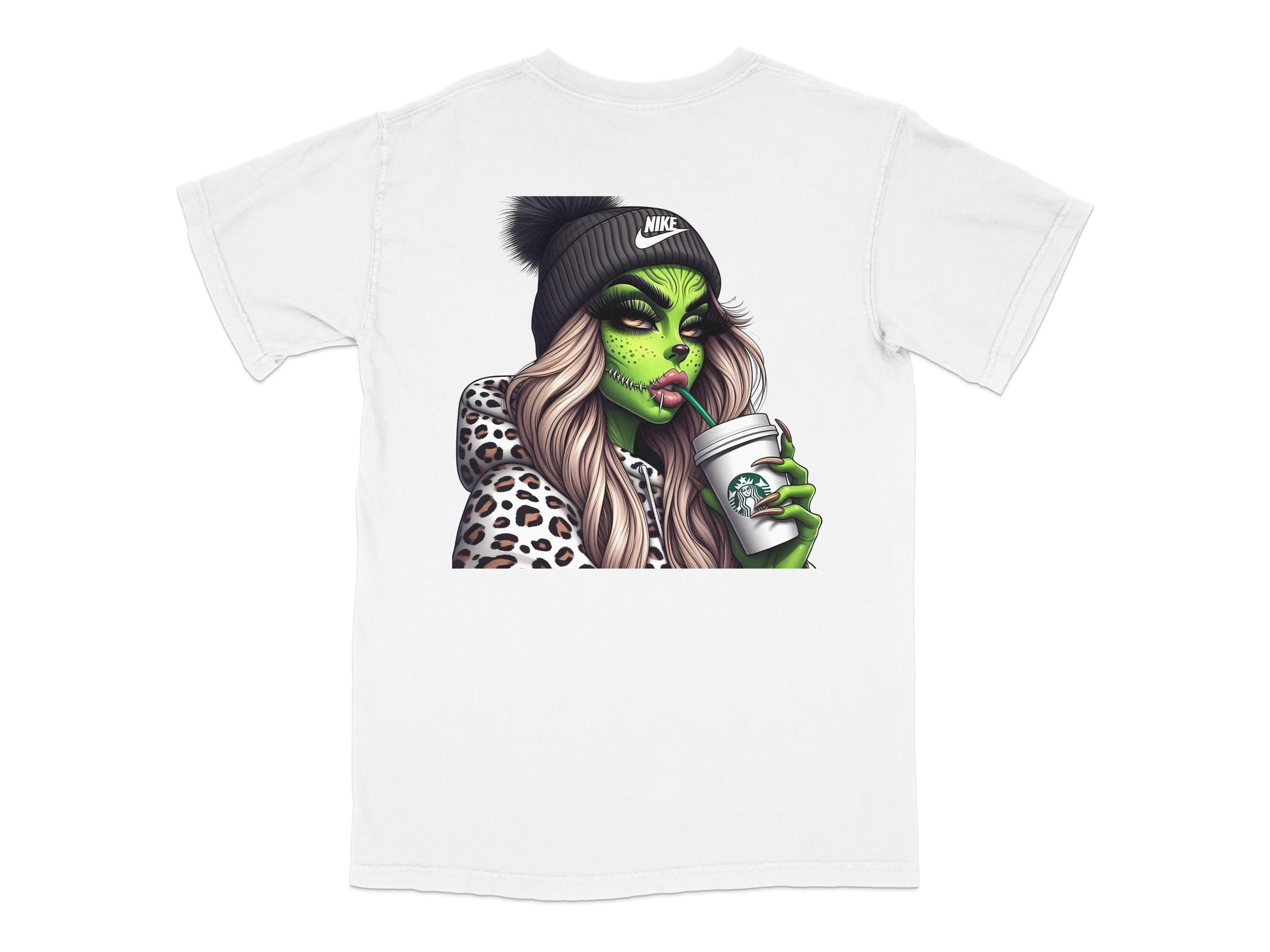 Funky Green Face Woman Graphic T-Shirt, Urban Style, Cool Illustration, Trendy Casual Wear