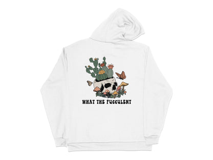 White Hoodie with Skull and Succulents Graphic, Funny Plant Lover Gift, Unique Casual Wear