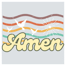 the word amen with a flag in the background