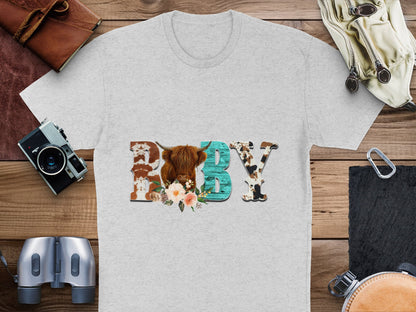 Farmhouse Style T-Shirt, Rustic Cow and Flowers Graphic, Casual Unisex Tee, Vintage Inspired Farm Animal Design, Soft Cotton Shirt