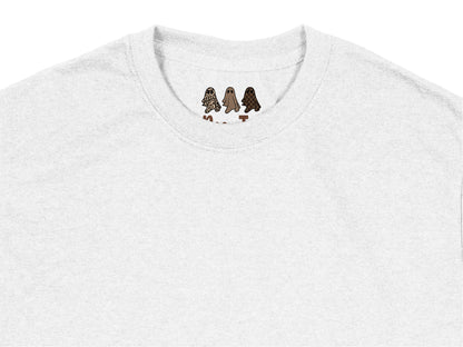Unisex White T-Shirt with Embroidered Dog Design, Casual Cotton Tee for Pet Lovers