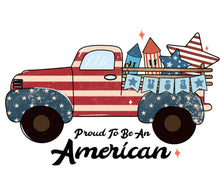 Vintage American Flag Truck Graphic, Patriotic USA Pick-Up Truck, Fourth of July Digital Download, Independence Day Clipart, Red and Blue