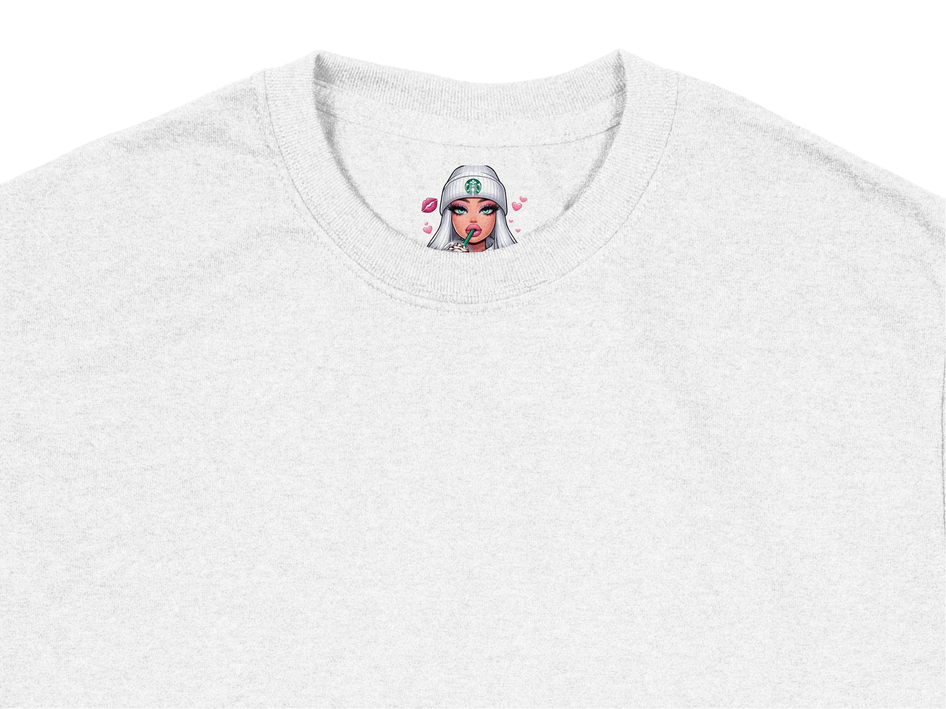 Women's Gray T-Shirt with Small Pop Art Woman Print, Casual Cotton Tee, Stylish Graphic Summer Top