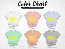 Bella Canvas 3001 T-Shirt Mockup, Color Chart Light Colors, White, Pink, Light Blue, Mint, Heather Peach, Athletic Heather Shirts.