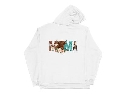 Mama Floral Letter Print Hoodie, Boho Chic Mother's Gift, Long Sleeve White Sweatshirt