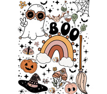 Cute Halloween Ghost Boo Rainbow Pumpkin Witch Hat Kids Room Wall Art Decor