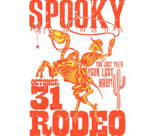 Spooky Skeleton Rodeo Halloween T-Shirt, Vintage October 31st Cowboy Design, Orange Graphic Tee for Fall Festivities