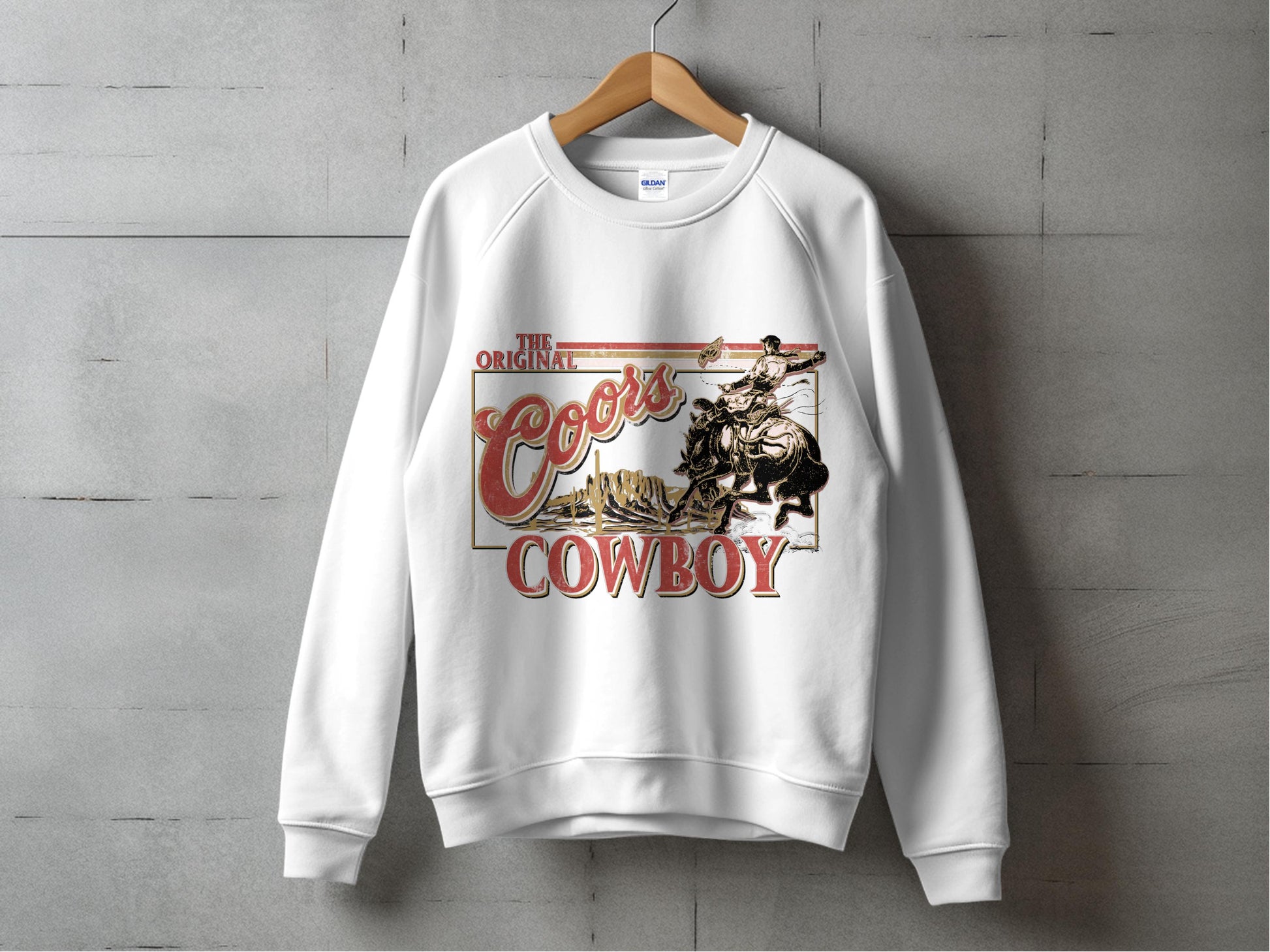 Vintage Cowboy Graphic Sweatshirt, Retro Western Style Pullover, Classic Rodeo Print Crewneck, Casual Unisex Apparel