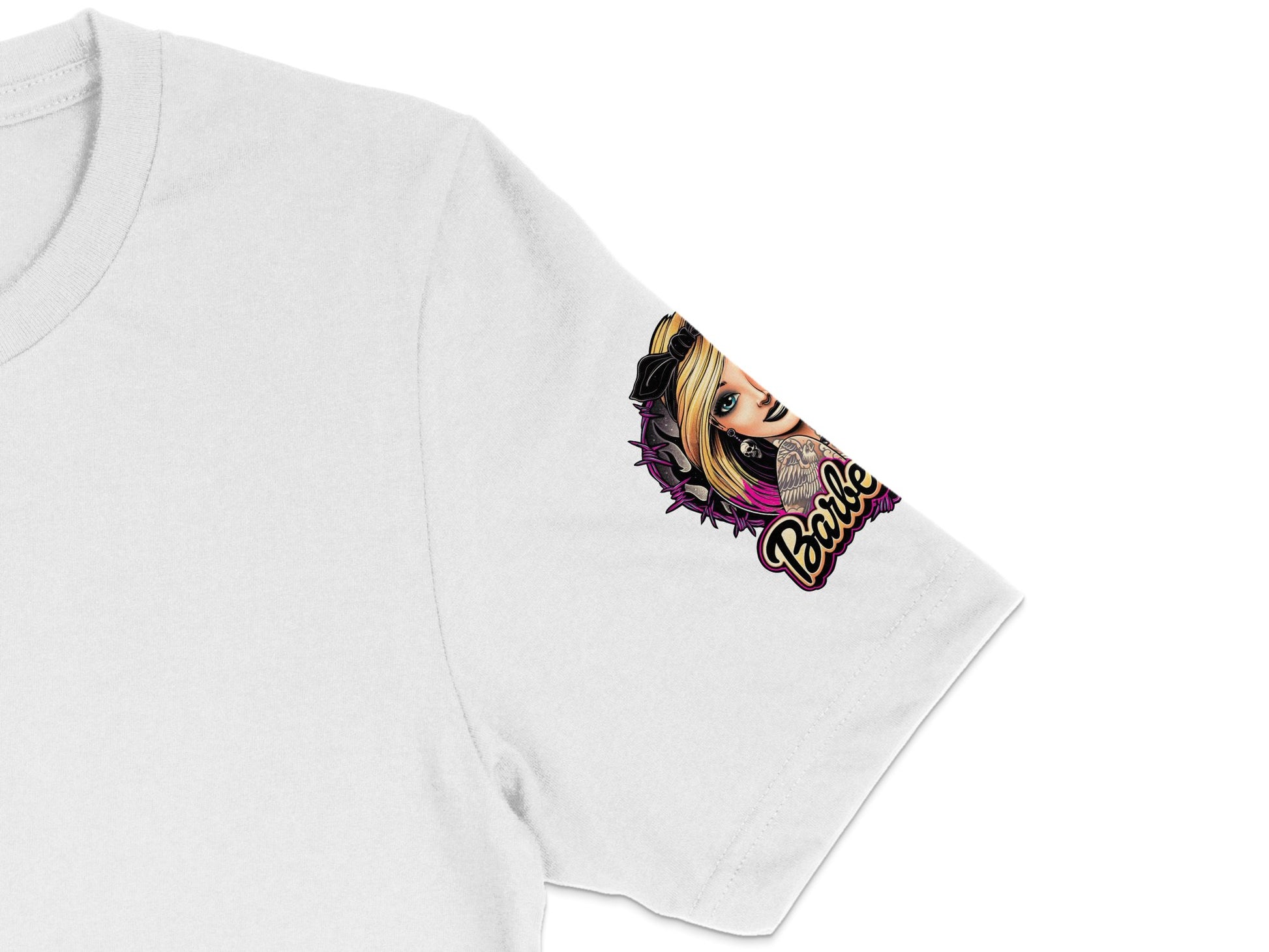 Women's White T-Shirt with Vintage Barbie Print, Casual Cotton Tee, Fashionable Graphic Top