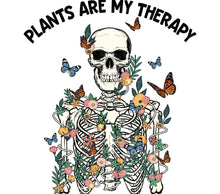 Plants Are My Therapy Skull and Flowers Art Print, Botanical Skeleton Poster, Floral Skull Wall Decor, Unique Gothic Home Decoration