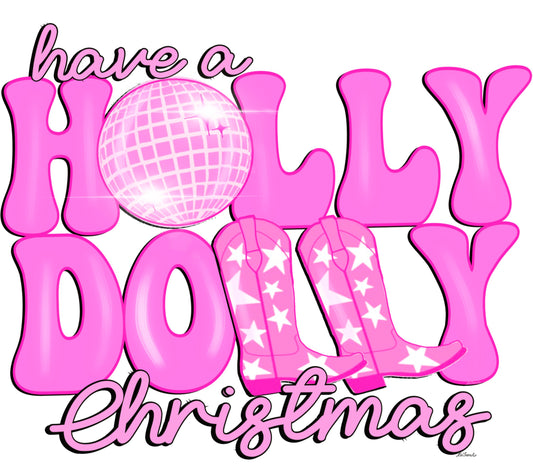 Have a Holly Dolly Christmas Pink Disco Ball and Boots Digital Art Download