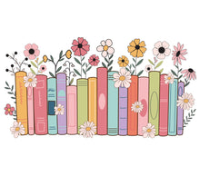 Colorful Bookshelf Art Print, Floral Book Spine Illustration, Home Library Wall Decor, Book Lover Gift, Vibrant Office Artwork