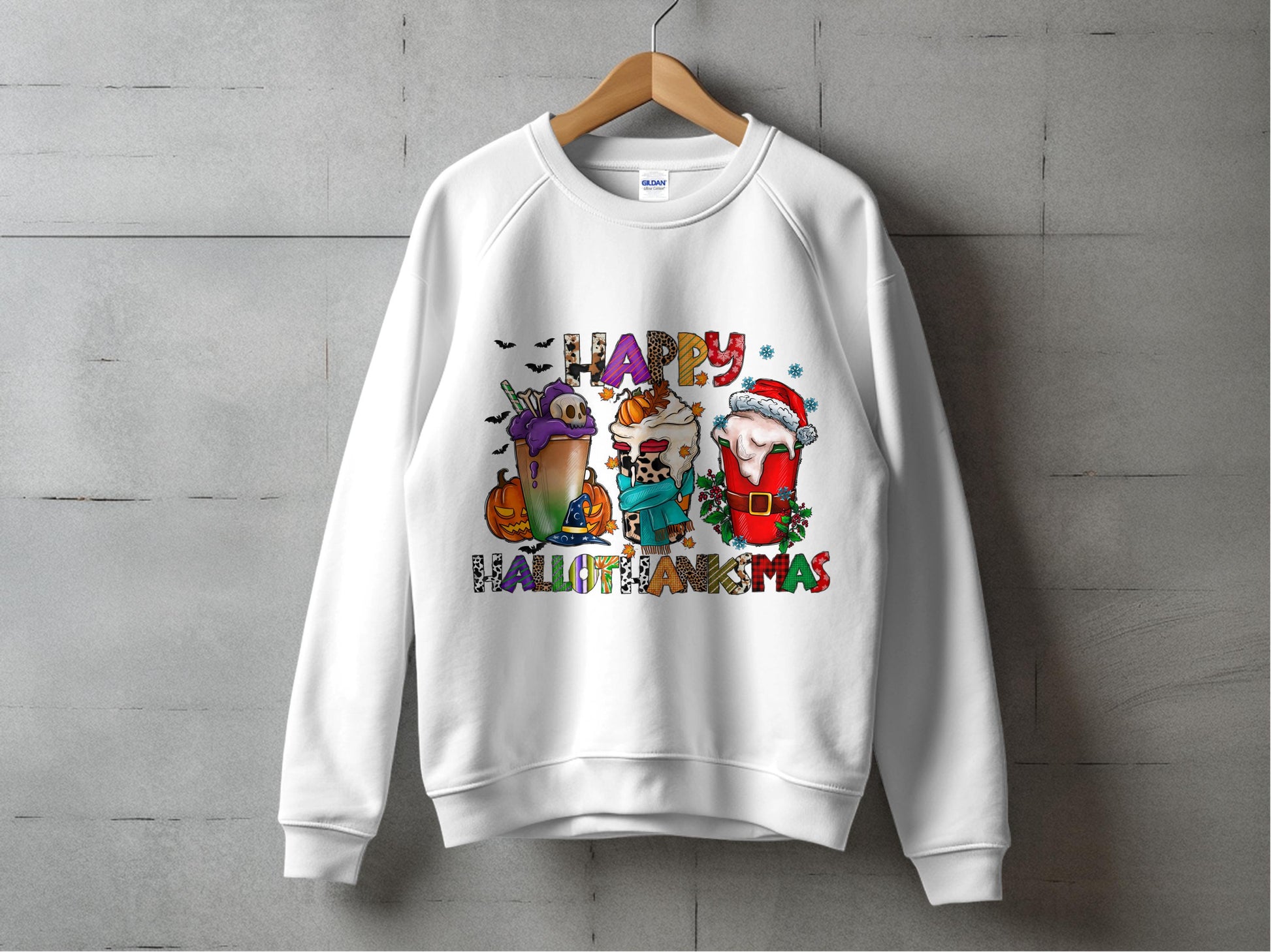 Festive Christmas Sweatshirt, Santa Claus, Reindeer, Snowman Graphic, Holiday Casual Pullover for Adults and Kids