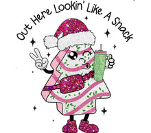 Cute Snack Character Glitter Christmas T-Shirt, Fun Holiday Graphic Tee, Festive Pink Santa Hat Top