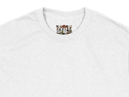 Vintage Cartoon Cats Embroidered T-Shirt, Unisex White Tee, Casual Retro Style Top, Novelty Graphic Shirt for Cat Lovers