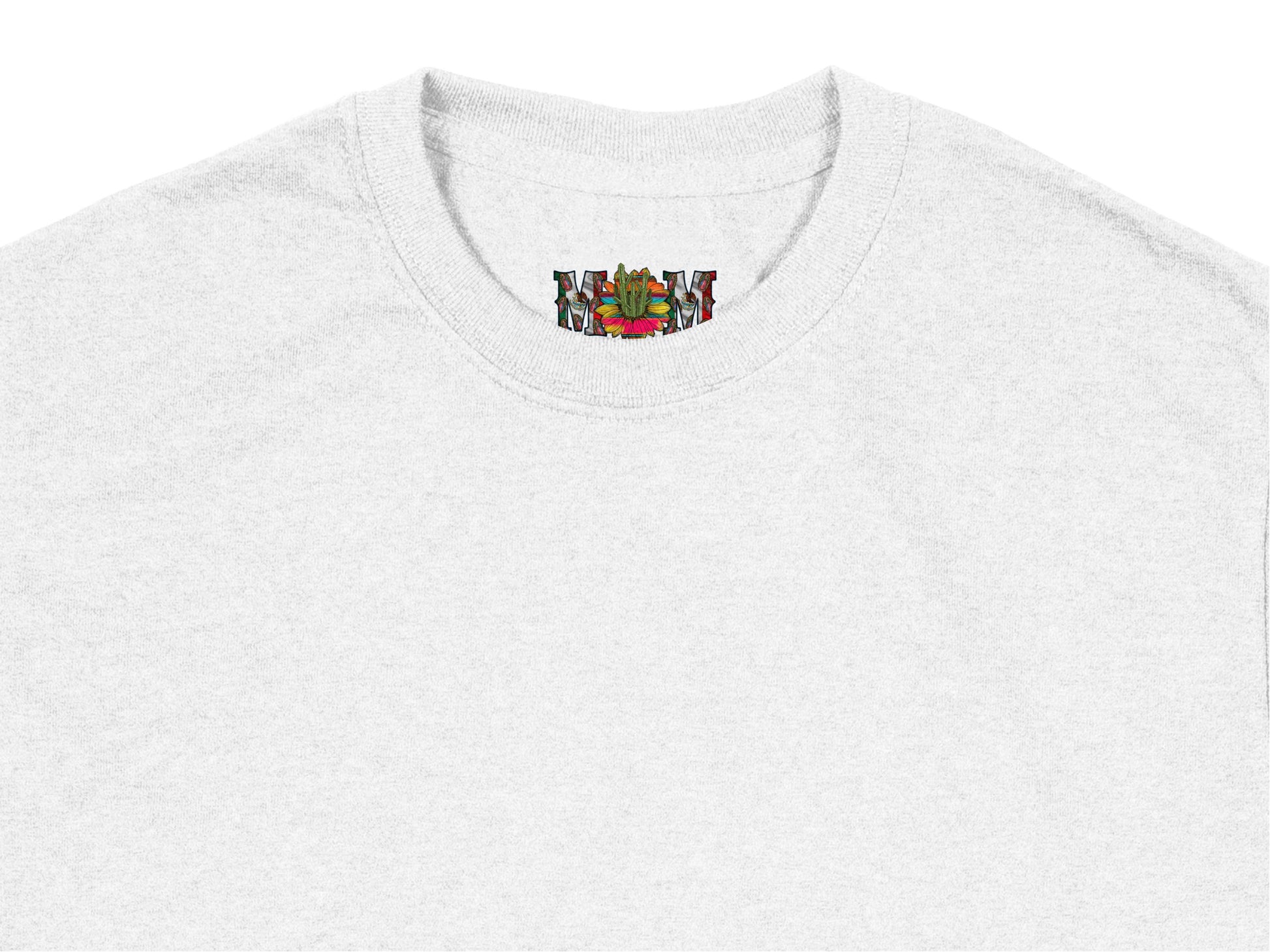 Grey Crew Neck T-Shirt with Colorful Abstract Art Pocket Detail, Unisex Casual Wear
