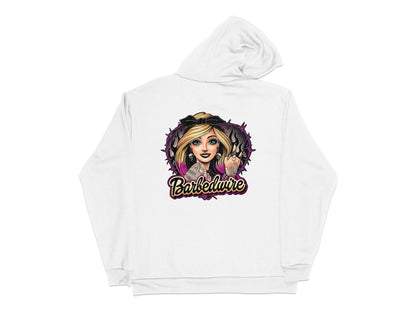 Barbwire Graphic Hoodie, White Pullover, Urban Streetwear, Trendy Women's Fashion, Casual Comfortable Hooded Sweatshirt