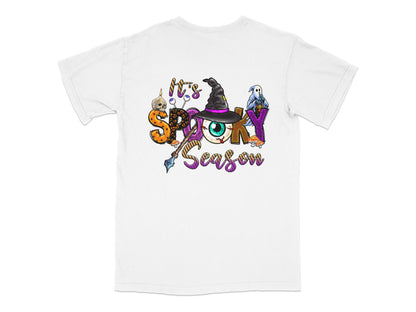 Spooky Season Halloween T-Shirt, Cute Witch and Ghost Graphic Tee, Unisex Adult Casual Fall Wear